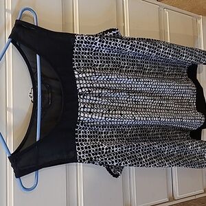 Mesh Shoulder Black and White Pattern Tank